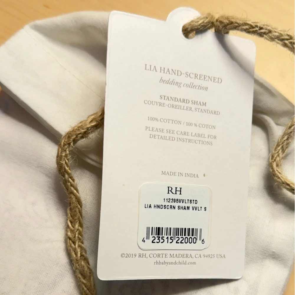 NEW🩶Restoration Hardware Lia Hand Screened standard Sham 100% cotton collection